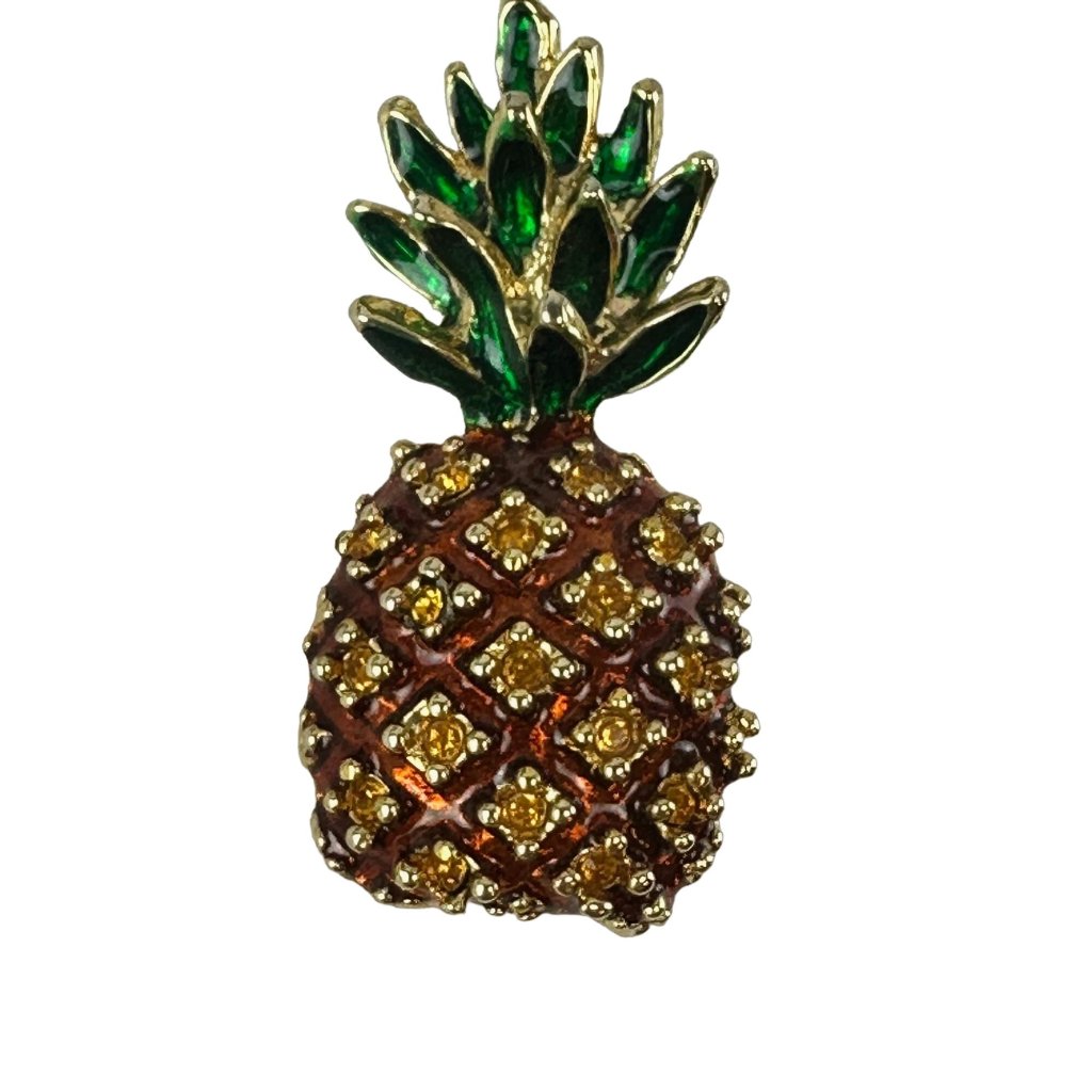 Enamel Pineapple Brooch Gold Tone